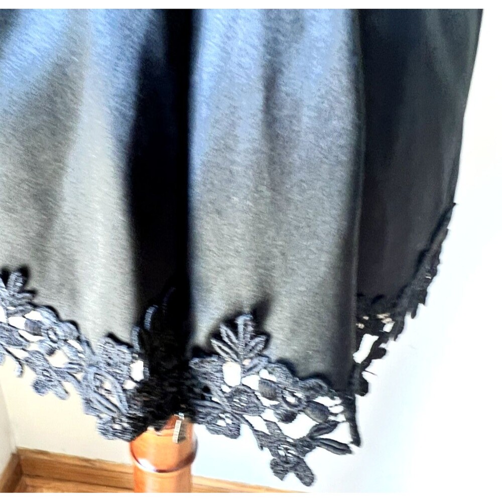 Y2k Laundry Shelli Segal BLACK 100% Silk Blouse Floral Lace Romantic Side Zip S - Picture 7 of 9